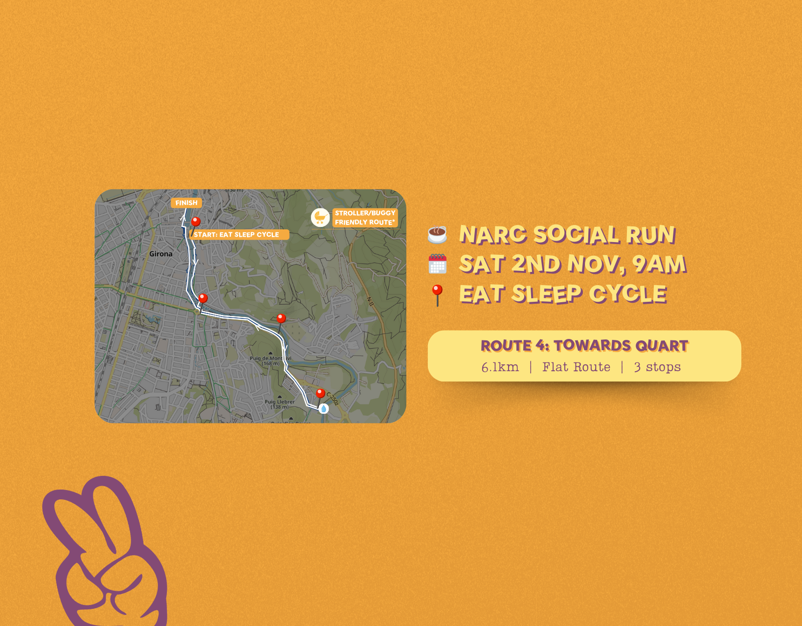 ✌🏽 NARC Social Run: 💎 Route 4: Towards Quart *stroller friendly