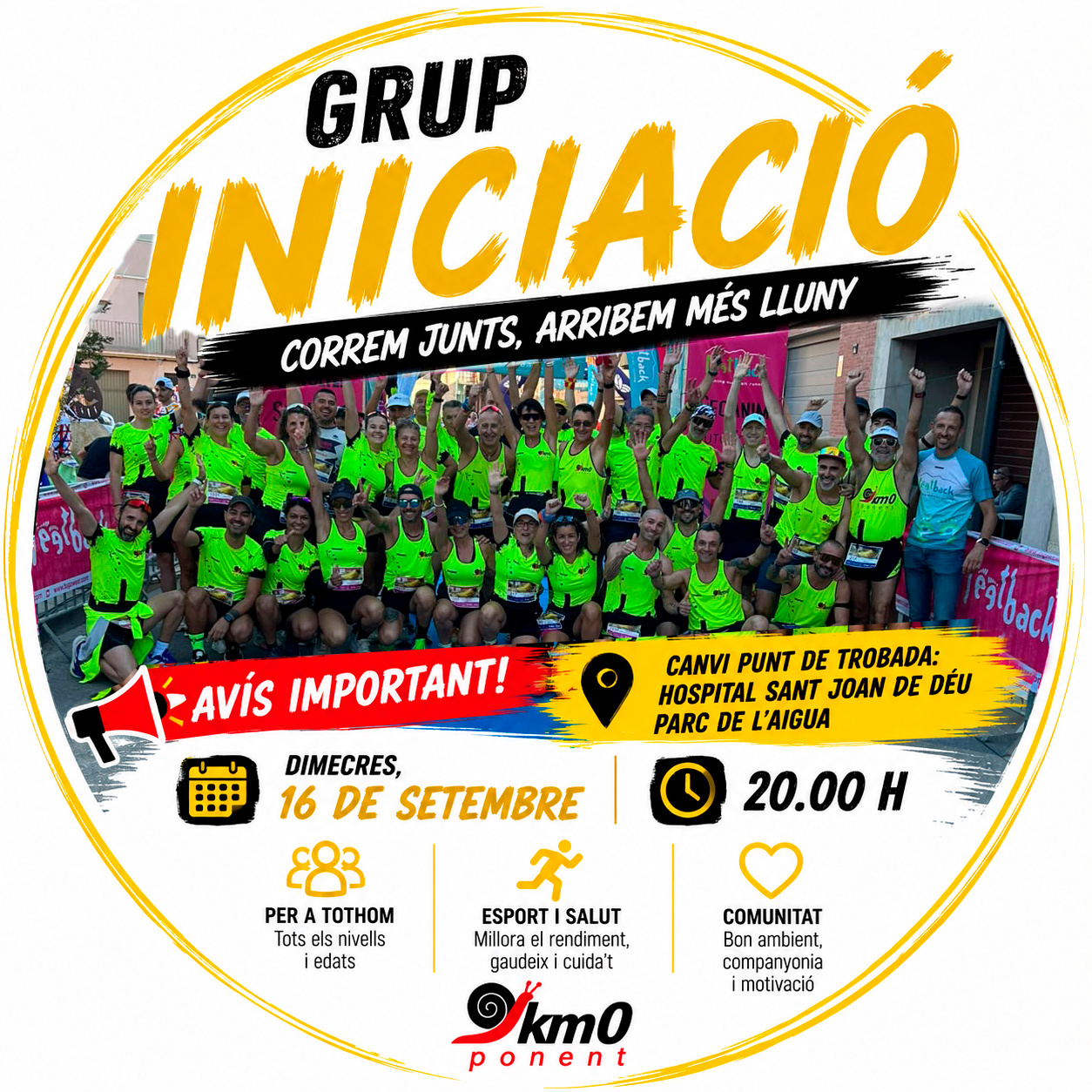NOVA SESSIÓ KM0 ACOMPANYA · INICIACIÓ A CÓRRER 2026